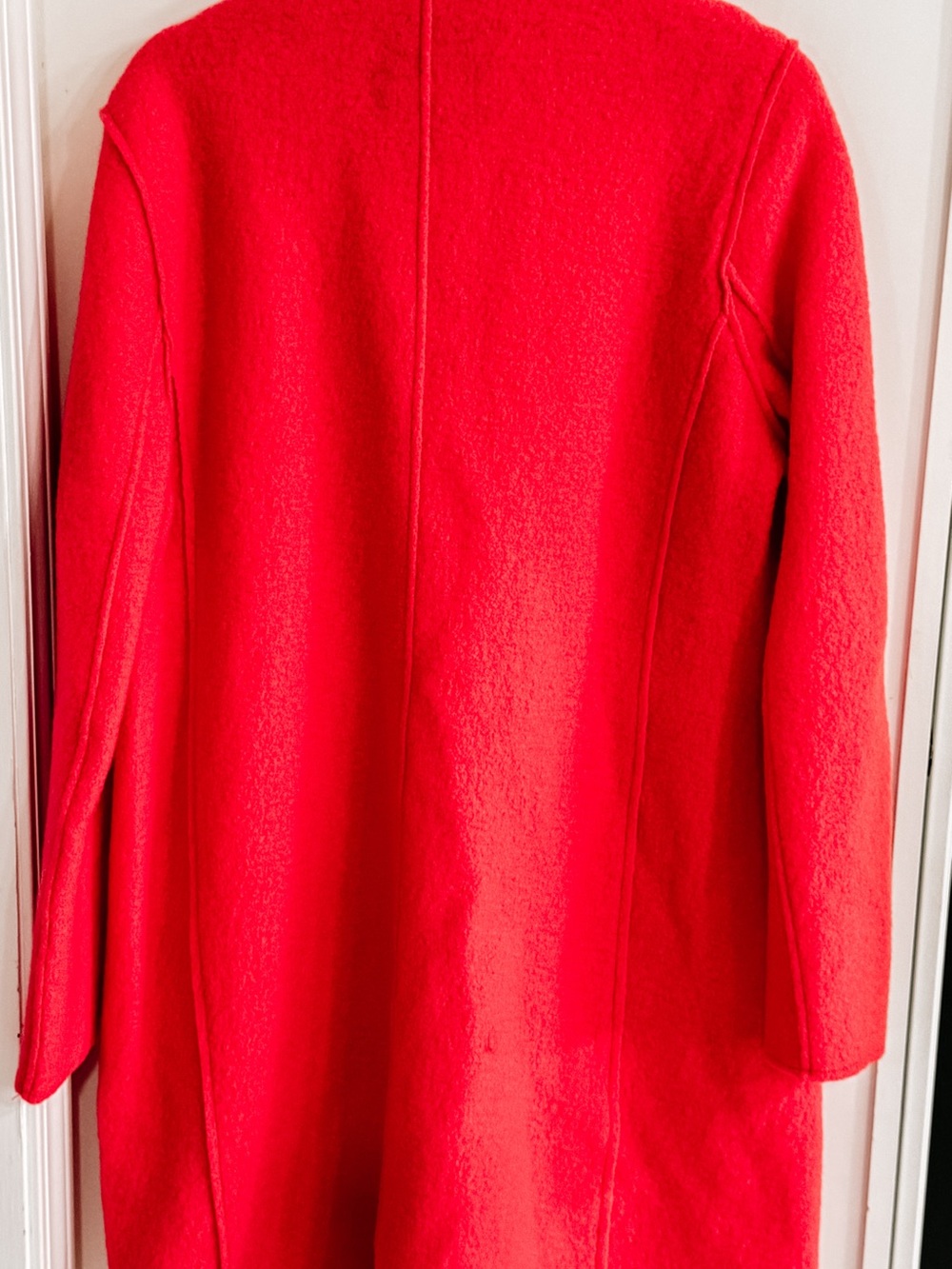 J. Crew Bright Cerise (coral red) Double-Breasted Wool Boucle Coat NWT - Picture 4 of 9
